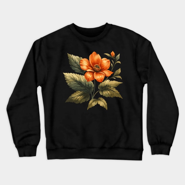 Retro Floral Bloom Crewneck Sweatshirt by Siha Arts